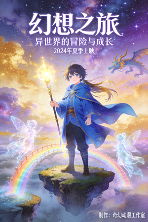 日本动漫《幻想之旅》海报，奇幻场景与主角角色