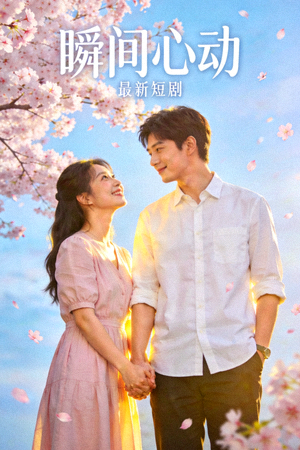 最新短剧《瞬间心动》海报，温馨浪漫的恋爱场景